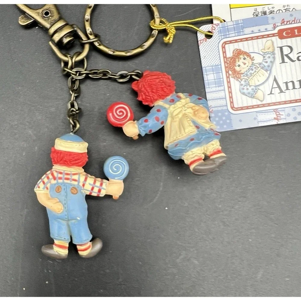 New 1994 Raggedy Ann & Andy Set Resin Rubber KEY CHAIN Japan Macmillan